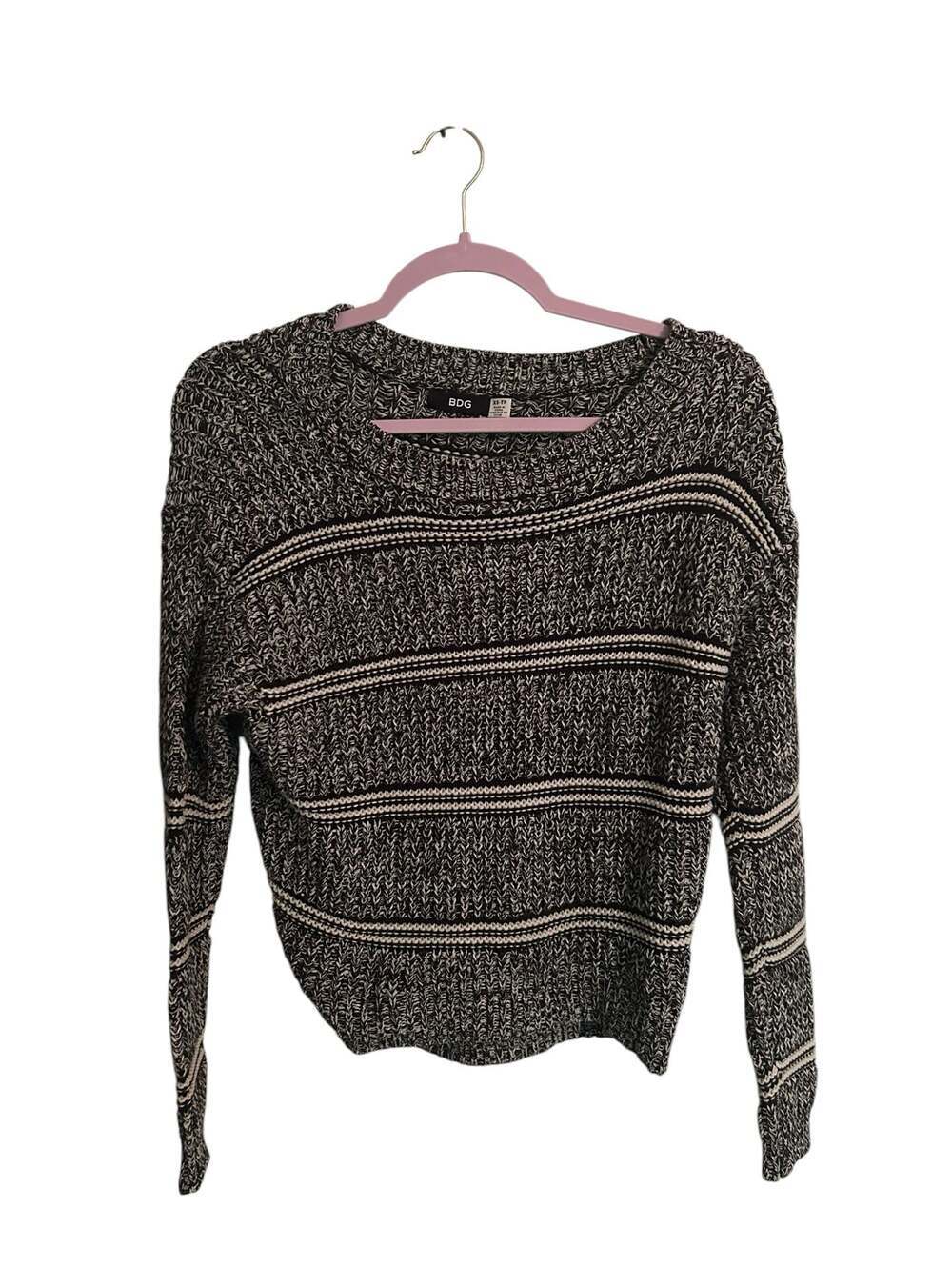 BDG Urban Outfitters Black and White Chunky Knit Striped Sweater